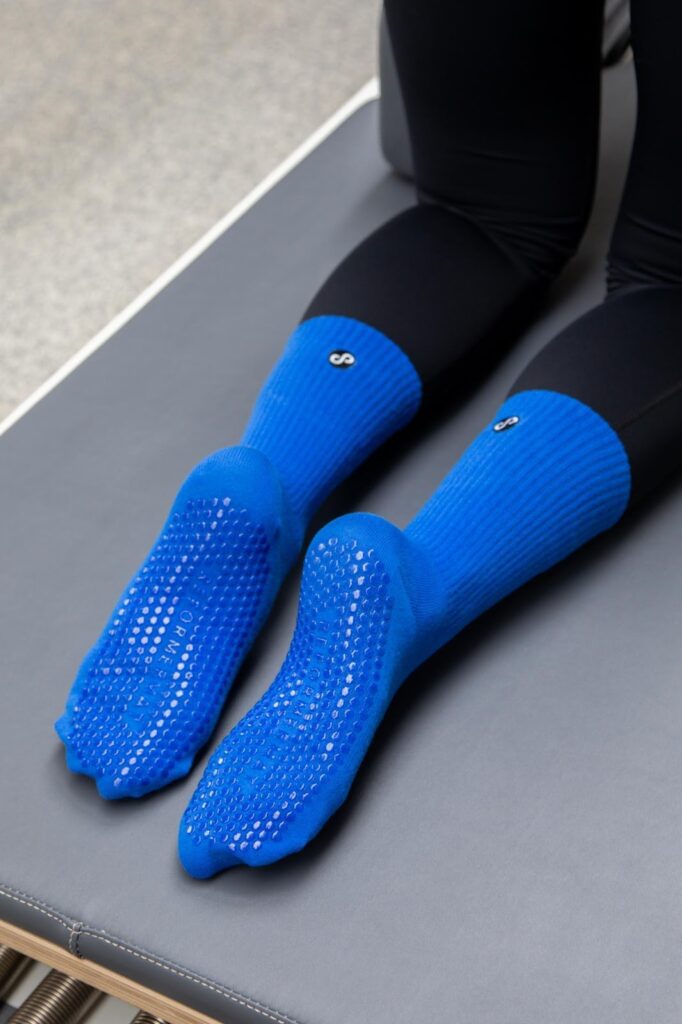 blue grippy yoga socks